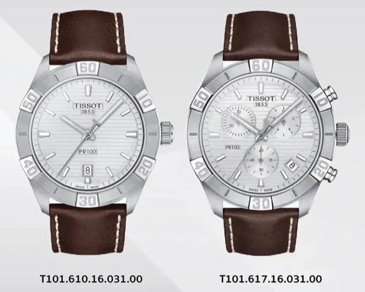 Tissot PR 100 Sport Quartz Chronograph Silver Dial Brown Leather Strap Watch For Men - T101.617.16.031.00 Buy Now By Tissot