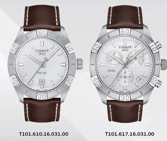 Tissot PR 100 Sport Silver Dial Brown Leather Strap Watch For Men - T101.610.16.031.00 Buy Now By Tissot