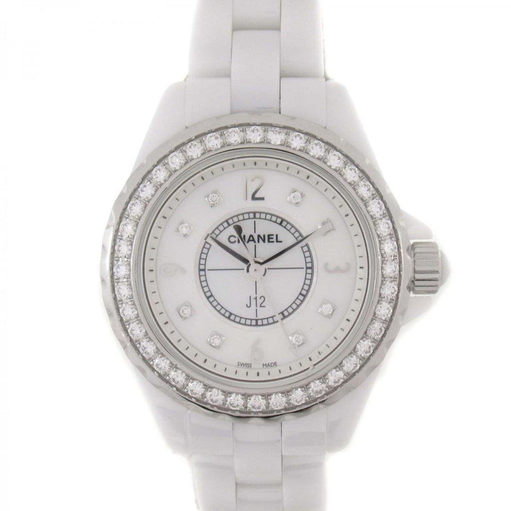 Chanel J12 Diamonds Quartz White Dial White Steel Strap Watch for Women - J12 H2572 Buy Now By Chanel