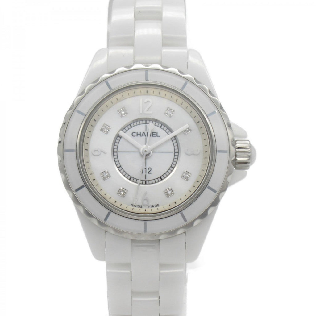 Chanel J12 Diamonds Quartz Mother of Pearl White Dial White Steel Strap Watch for Women - J12 H2570 Buy Now By Chanel
