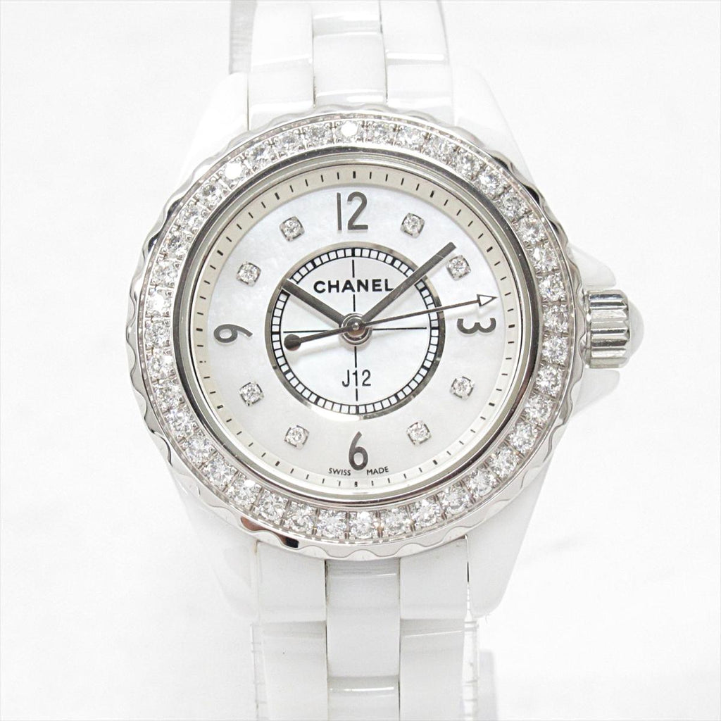 Chanel J12 Diamonds Quartz White Dial White Steel Strap Watch for Women - J12 H2572 Buy Now By Chanel