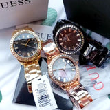 Guess Sparkler Diamonds Black Dial Rose Gold Steel Strap Watch for Women - GW0111L3 Buy Now By Guess