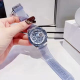 Guess Athena Active Life Clear White Dial Blue Rubber Strap Watch for Women - GW0409L1 Buy Now By Guess