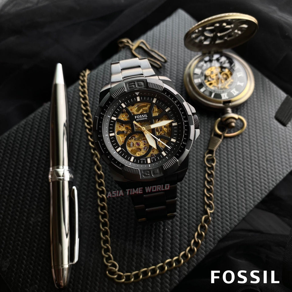 Fossil Bronson Automatic Skeleton Black Dial Black Steel Strap Watch for Men - ME3217 Buy Now By Fossil