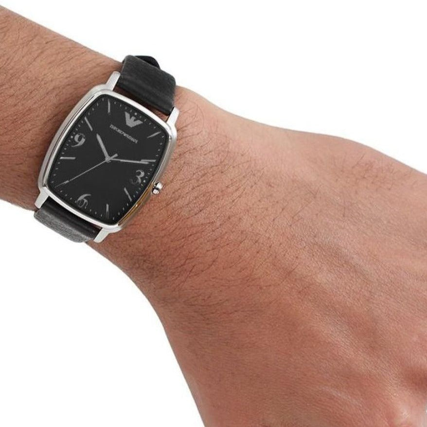 Emporio Armani Epsilon Quartz Black Dial Black Leather Strap Watch For Men - AR2490 Buy Now By Emporio Armani
