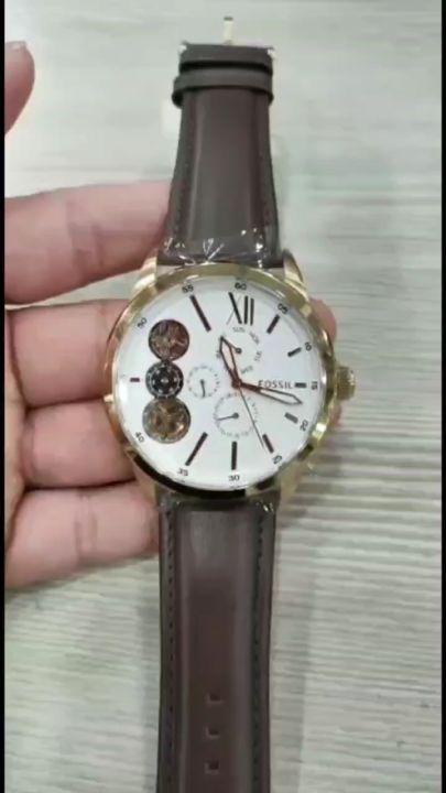 Fossil Flynn Twist Mechanical White Dial Brown Leather Strap Watch for Men - BQ2218 Buy Now By Fossil