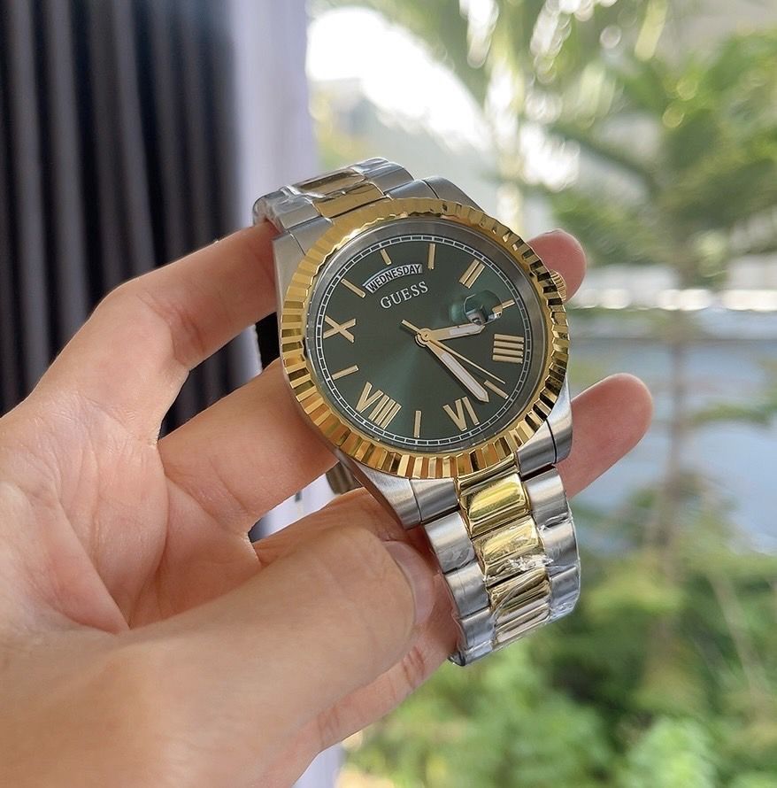 Guess Connoisseur Green Dial Two Tone Steel Strap Watch for Men - GW0265G8 Buy Now By Guess