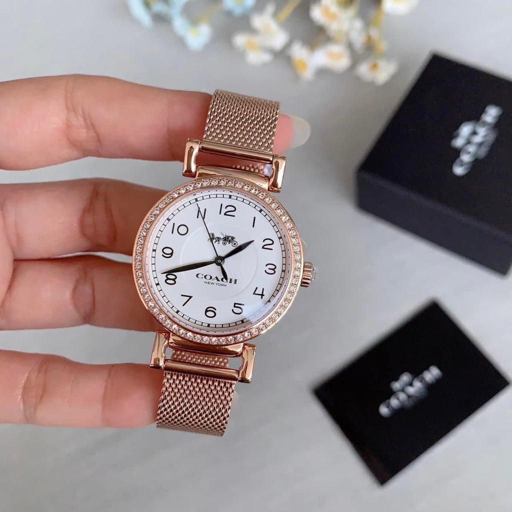 Coach Madison White Dial Rose Gold Mesh Bracelet Watch for Women - 14503398 Buy Now By Coach