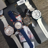 Guess Overdrive Chronograph White Dial White Rubber Strap Watch for Women - W0149L6 Buy Now By Guess