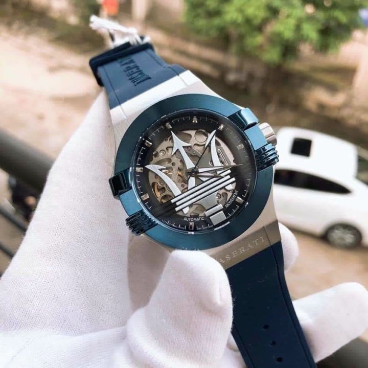 Maserati Potenza Skeleton Dial Quartz Blue Silicon Watch For Men - R8821108028 Buy Now By Maserati