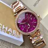 Michael Kors Parker Chronograph Purple Dial Rose Gold Steel Strap Watch For Women - MK6417 Buy Now By Michael Kors