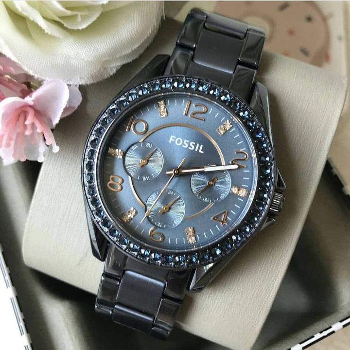 Fossil Riley Quartz Blue Dial Blue Steel Strap Watch for Women - ES4294 Buy Now By Fossil