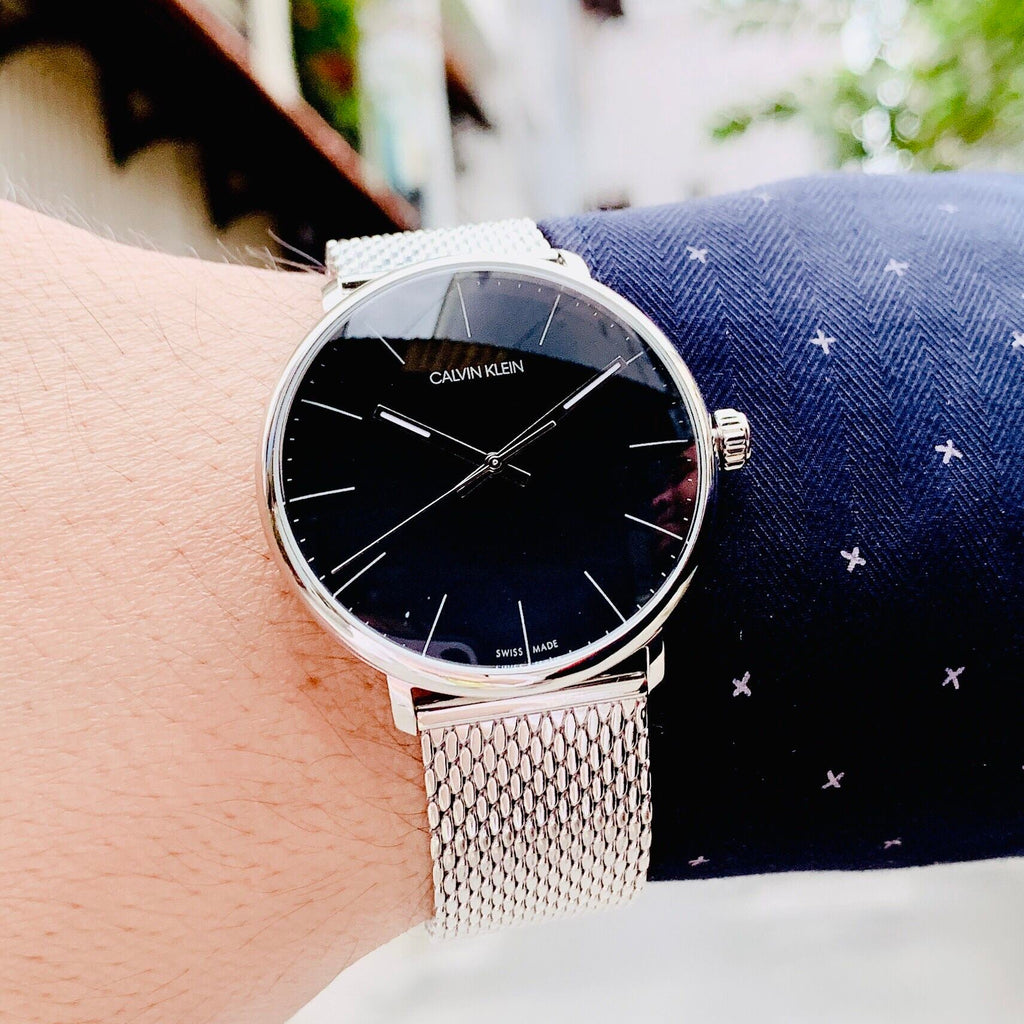 Calvin Klein High Noon Black Dial Silver Mesh Bracelet Watch for Men - K8M21121 Buy Now By Calvin Klein