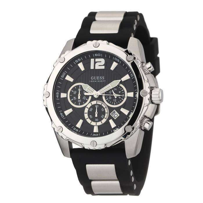 Guess Intrepid Chronograph Black Dial Two Tone Steel Strap Watch for Men - W0167G1 Buy Now By Guess