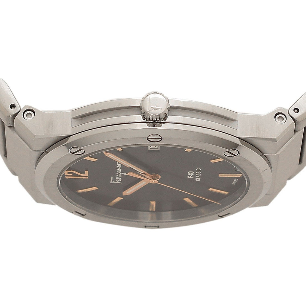 Salvatore Ferragamo F-80 Classic Black Dial Silver Steel Strap Watch for Men - SFDT02423 Buy Now By Salvatore Ferragamo