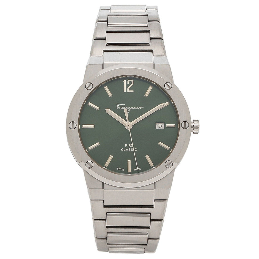 Salvatore Ferragamo F-80 Classic Green Dial Silver Steel Strap Watch for Men - SFDT02123 Buy Now By Salvatore Ferragamo
