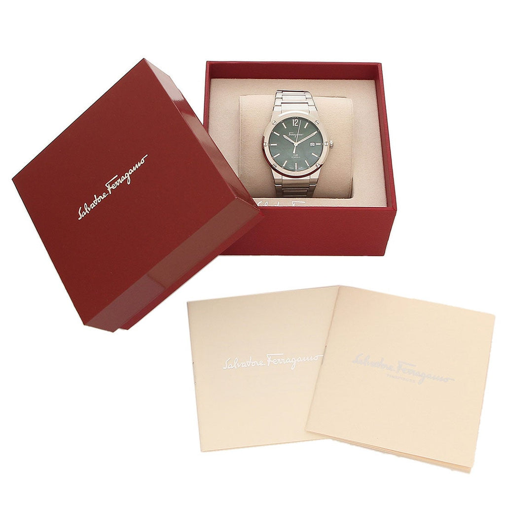 Salvatore Ferragamo F-80 Classic Green Dial Silver Steel Strap Watch for Men - SFDT02123 Buy Now By Salvatore Ferragamo