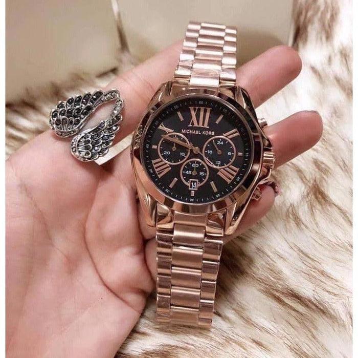 Michael Kors Bradshaw Black Dial Rose Gold Steel Strap Watch for Women - MK5854 Buy Now By Michael Kors