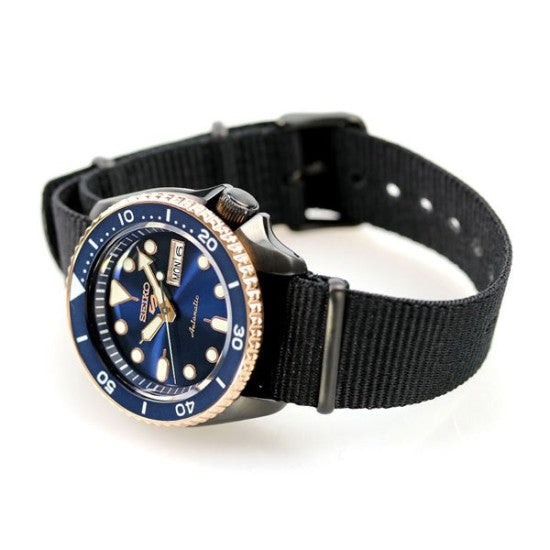Seiko 5 Sports Automatic Blue Dial Black NATO Strap Watch for Men - SBSA098 Buy Now By Seiko