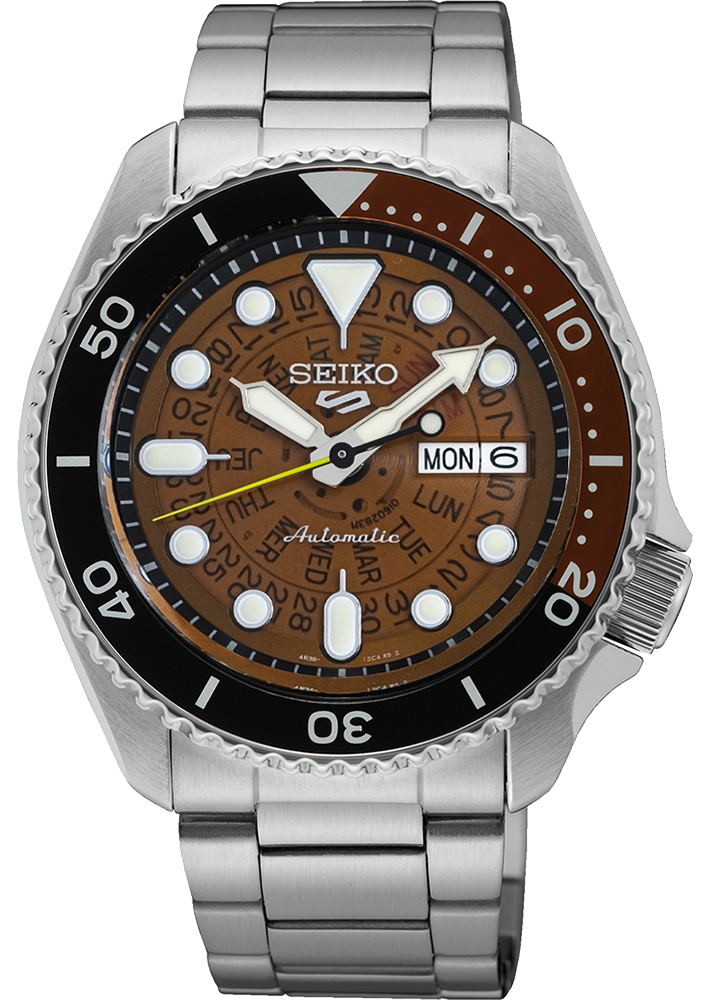 Seiko 5 Sports Sonar Special Edition Brown Dial Silver Steel Strap Watch For Men - SRPJ47K1 Buy Now By Seiko