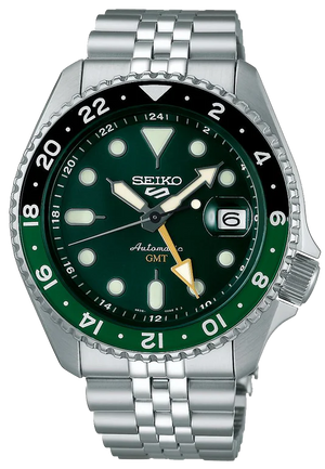 Seiko 5 Sports SKX GMT Automatic Green Dial Silver Steel Strap Watch For Men - SSK035K1 Buy Now By Seiko