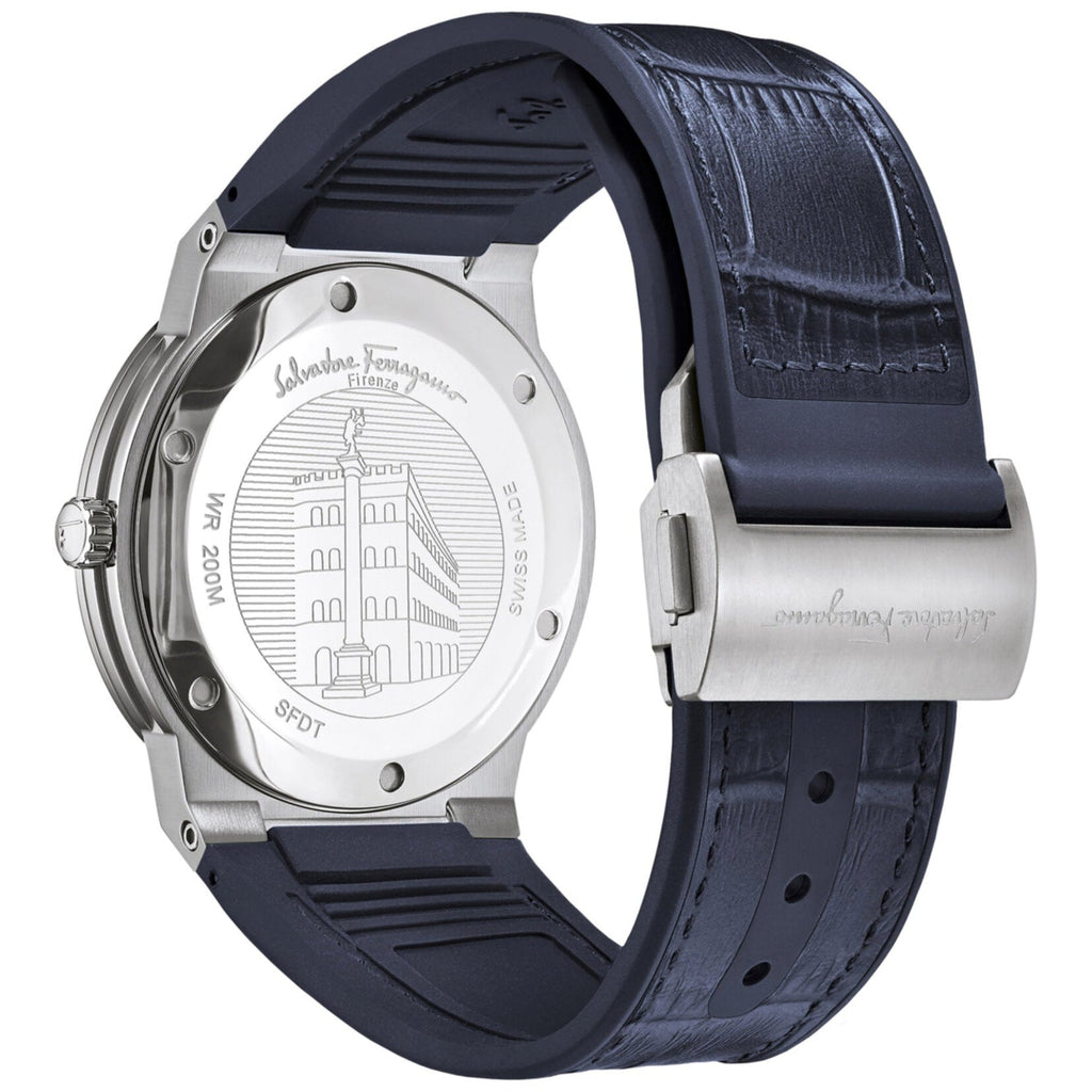 Salvatore Ferragamo F-80 Classic Blue Dial Blue Leather Strap Watch for Men - SFDT00319 Buy Now By Salvatore Ferragamo