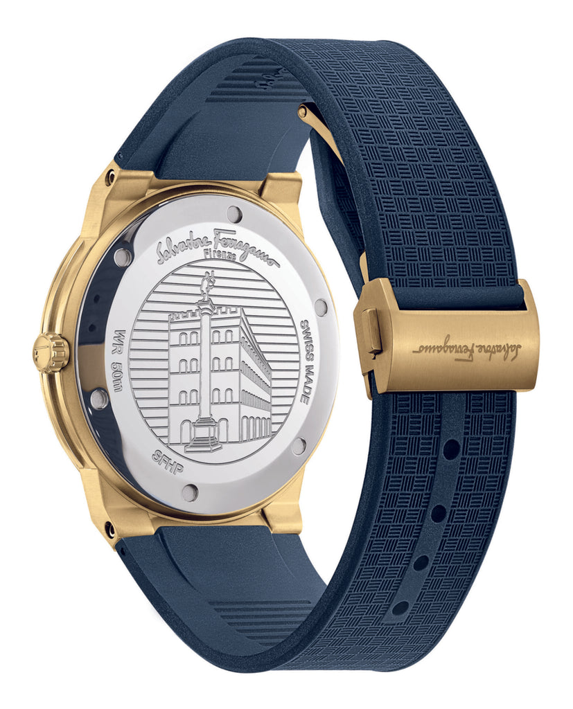 Salvatore Ferragamo Sapphire Blue Dial Blue Rubber Strap Watch for Men - SFHP00220 Buy Now By Salvatore Ferragamo
