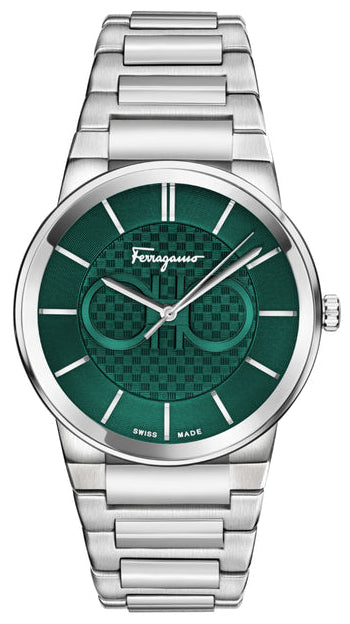 Salvatore Ferragamo Sapphire Bracelet Green Dial Silver Steel Strap Watch For Men - SFHP01224 Buy Now By Salvatore Ferragamo
