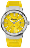 Salvatore Ferragamo F-80 Classic Yellow Dial Yellow Rubber Strap Watch for Men - SFHY01222 Buy Now By Salvatore Ferragamo