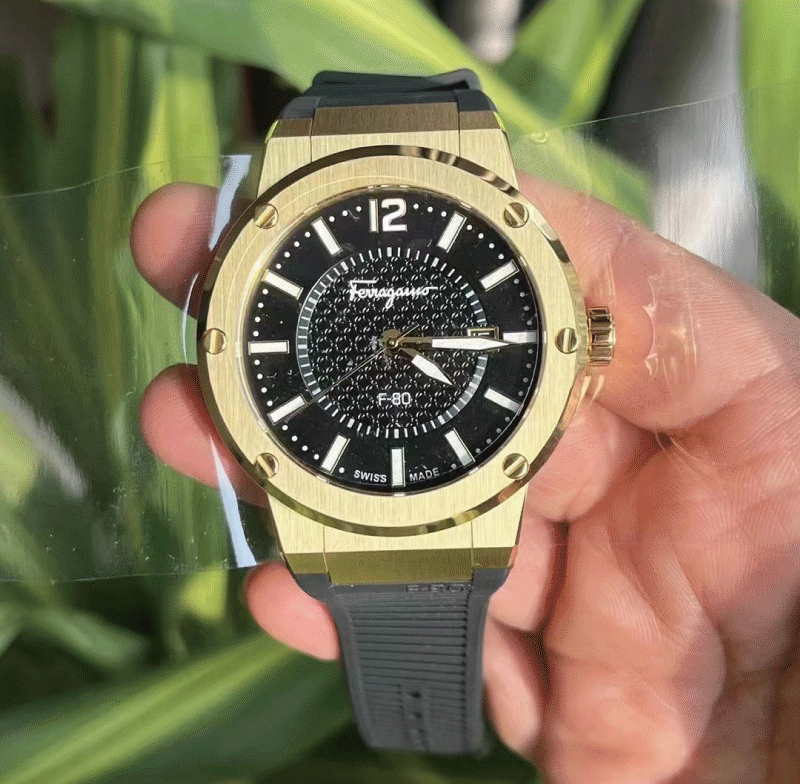 Salvatore Ferragamo F-80 Classic Black Dial Black Rubber Strap Watch for Men - SFHY01621 Buy Now By Salvatore Ferragamo