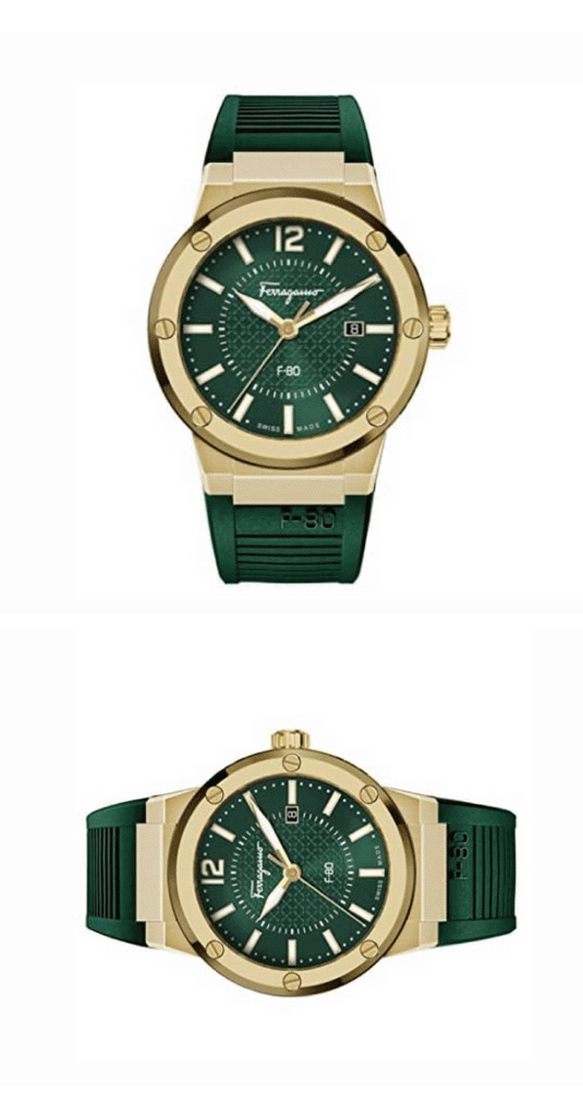 Salvatore Ferragamo F-80 Classic Green Dial Green Rubber Strap Watch for Men - SFHY02022 Buy Now By Salvatore Ferragamo