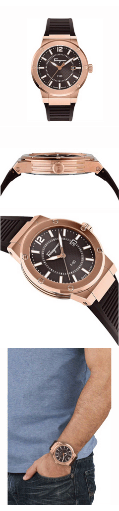 Salvatore Ferragamo F-80 Classic Black Dial Black Rubber Strap Watch for Men - SFHY02522 Buy Now By Salvatore Ferragamo