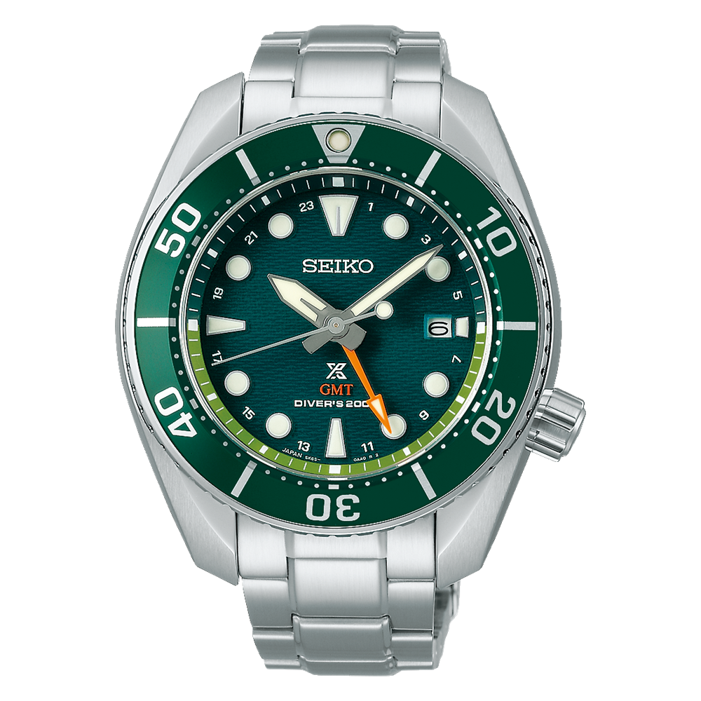 Seiko Prospex GMT Divers Automatic Marine Green Dial Silver Steel Strap Watch For Men - SPB381J1 Buy Now By Seiko