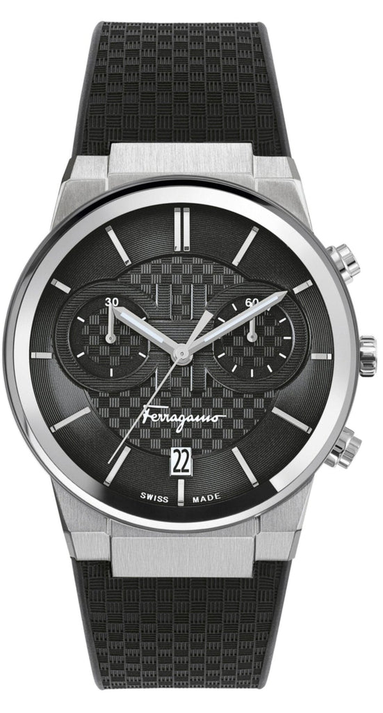 Salvatore Ferragamo Sapphire Chrono Black Dial Black Silicone Strap Watch for Men - SFME00121 Buy Now By Salvatore Ferragamo