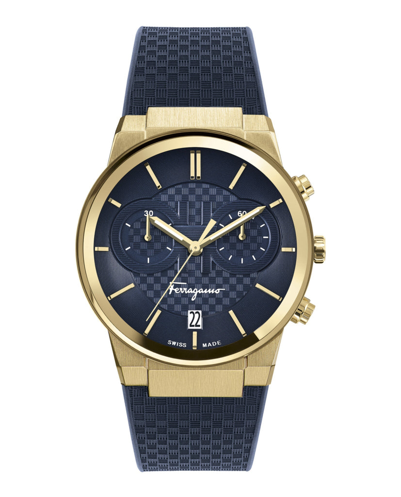Salvatore Ferragamo Sapphire Chrono Blue Dial Blue Silicone Strap Watch for Men - SFME00221 Buy Now By Salvatore Ferragamo