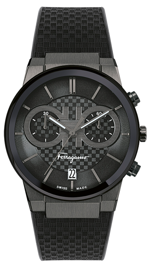 Salvatore Ferragamo Sapphire Chrono Black Dial Black Rubber Strap Watch for Men - SFME00621 Buy Now By Salvatore Ferragamo