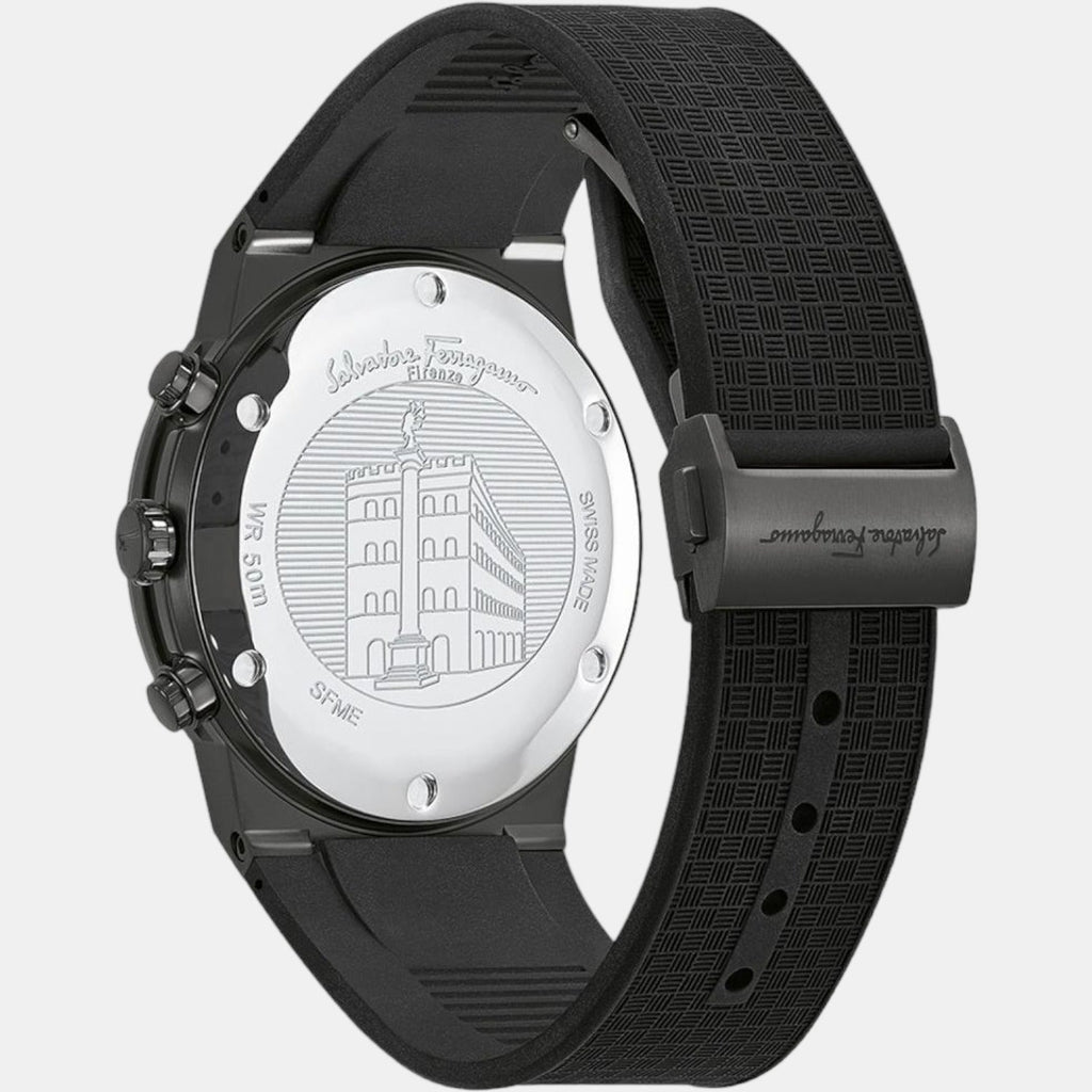 Salvatore Ferragamo Sapphire Chrono Black Dial Black Rubber Strap Watch for Men - SFME00621 Buy Now By Salvatore Ferragamo