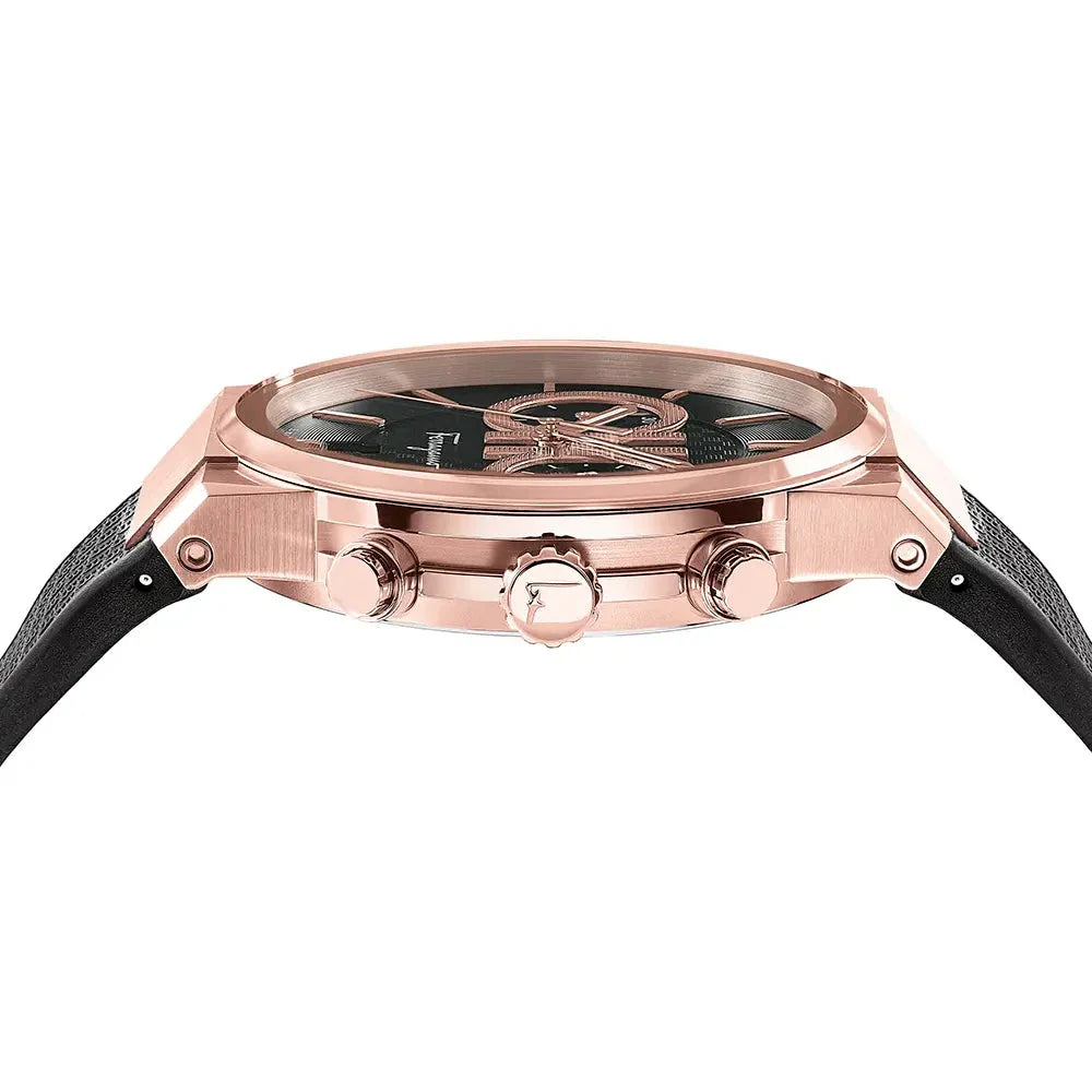 Salvatore Ferragamo Sapphire Chrono Black Dial Black Rubber Strap Watch for Men - SFME00721 Buy Now By Salvatore Ferragamo