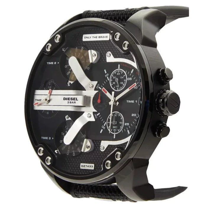 Diesel Mr. Daddy 2.0 Quartz Black Dial Black Nylon Strap Watch For Men - DZ7433 Buy Now By Diesel