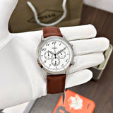 Fossil Neutra Chronograph White Dial Brown Leather Strap Watch for Men - FS6022 Buy Now By Fossil