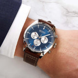 Hugo Boss Pioneer Chronograph Blue Dial Brown Leather Strap Watch For Men - 1513709 Buy Now By Hugo Boss