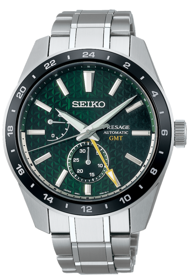 Seiko Presage Sharp Edged Series GMT Green Dial Silver Steel Strap Watch For Men - SPB219J1 Buy Now By Seiko