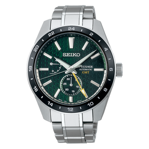 Seiko Presage Sharp Edged Series GMT Green Dial Silver Steel Strap Watch For Men - SPB219J1 Buy Now By Seiko