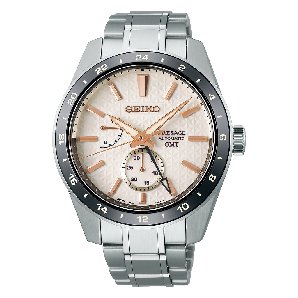 Seiko Presage Sharp Edged Series Automatic GMT Champagne Dial Silver Steel Strap Watch For Men - SPB273J1 Buy Now By Seiko