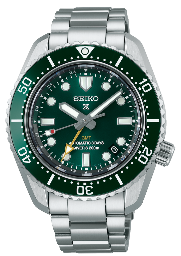Seiko Prospex GMT Divers Automatic Marine Green Dial Silver Steel Strap Watch For Men - SPB381J1 Buy Now By Seiko
