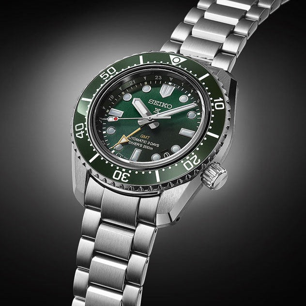 Seiko Prospex GMT Divers Automatic Marine Green Dial Silver Steel Strap Watch For Men - SPB381J1 Buy Now By Seiko