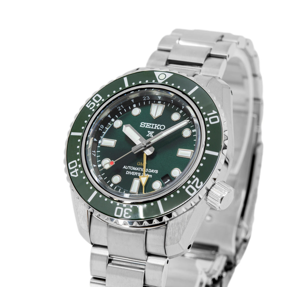 Seiko Prospex GMT Divers Automatic Marine Green Dial Silver Steel Strap Watch For Men - SPB381J1 Buy Now By Seiko