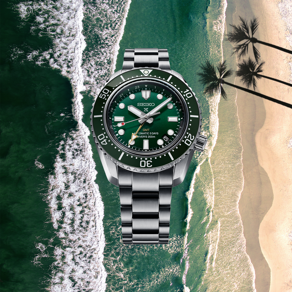 Seiko Prospex GMT Divers Automatic Marine Green Dial Silver Steel Strap Watch For Men - SPB381J1 Buy Now By Seiko