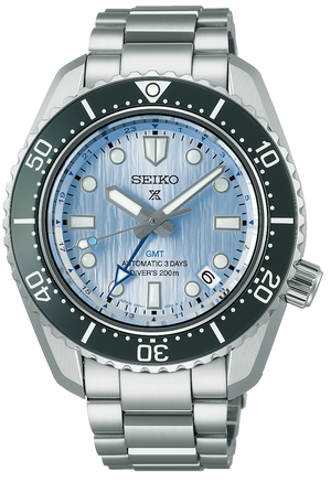 Seiko Prospex Limited Edition Automatic GMT Glacier Blue Dial Silver Steel Strap Watch For Men - SPB385J1 Buy Now By Seiko