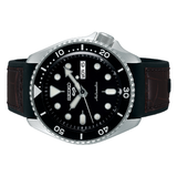 Seiko 5 Sports SKX Automatic Black Dial Black Leather Strap Watch for Men - SRPD55K2 Buy Now By Seiko